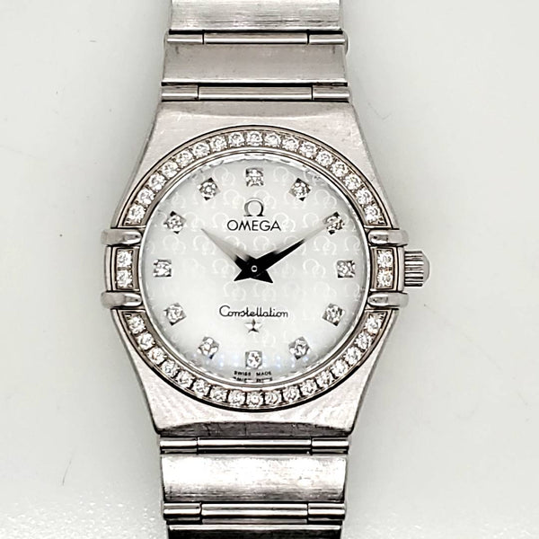 Ladys Stainless Steel and Diamond Omega Constellation