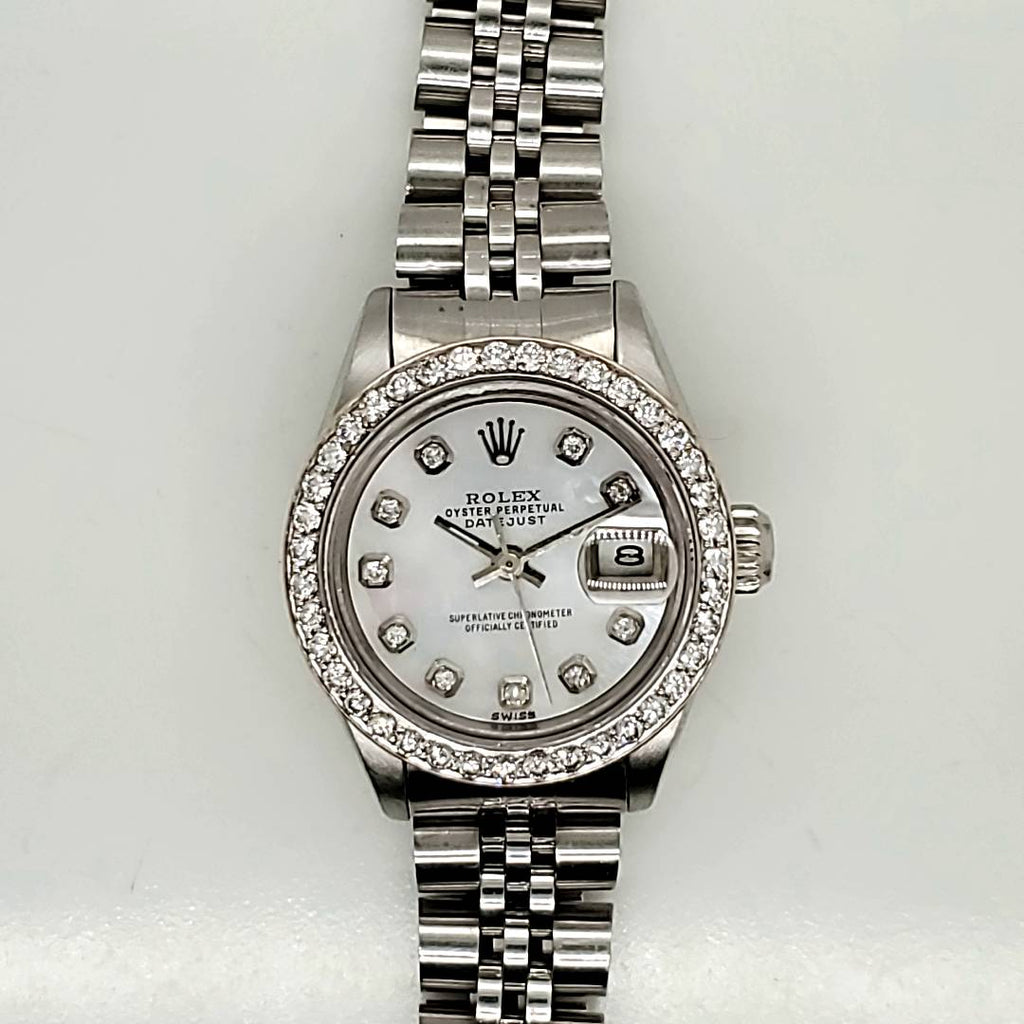 1989 Ladys 28Mm Stainless Steel And Diamond Rolex Datejust Watch