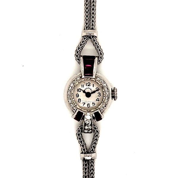 Art Deco Platinum Diamond and Ruby Dinner Watch