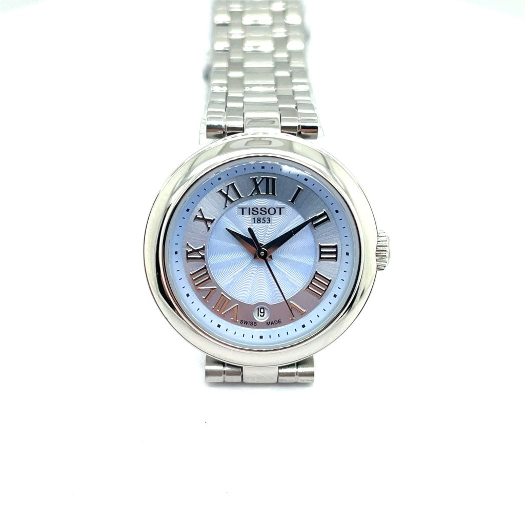 Tissot Lds Bellissima Watch Quartz Movement Stainless Steel Case/Bracelet Roman Numeral Blue Dial