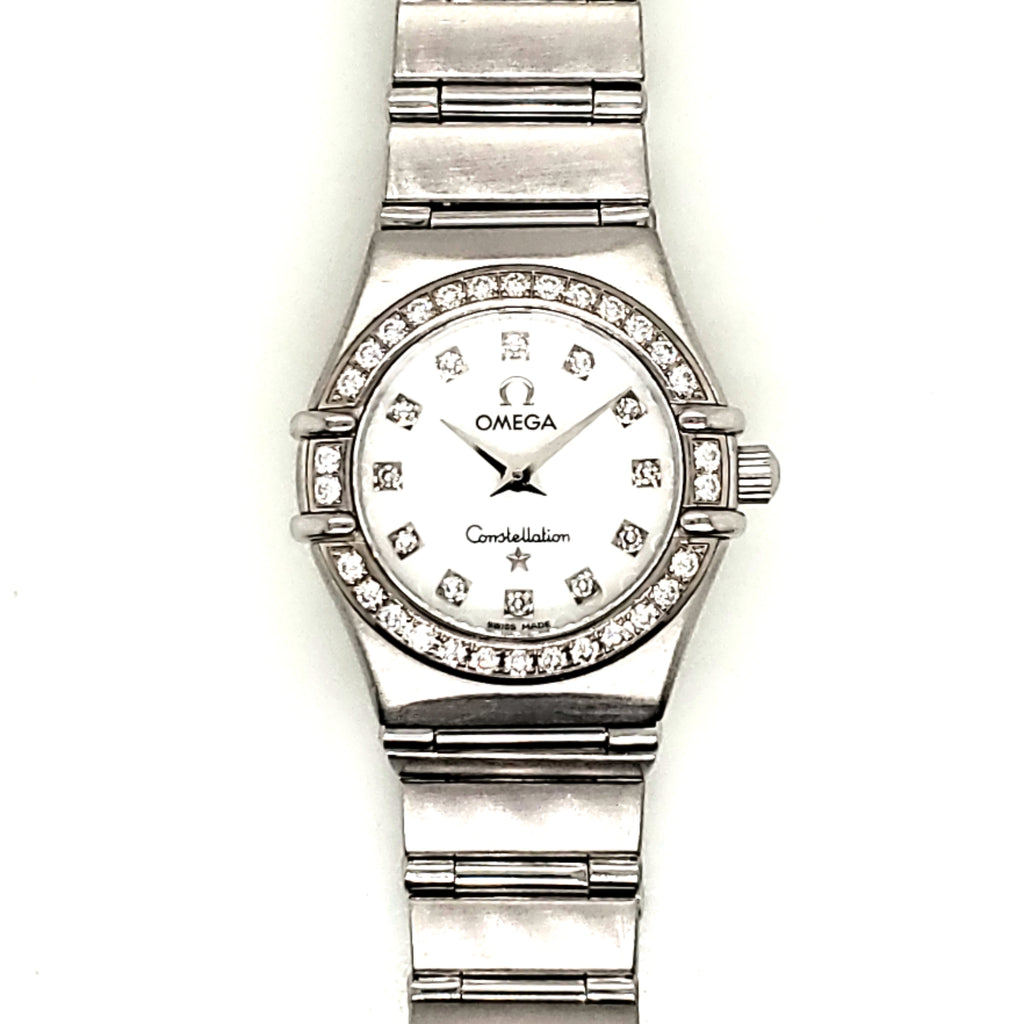 Ladys Stainless Steel and Diamond Omega Constellation