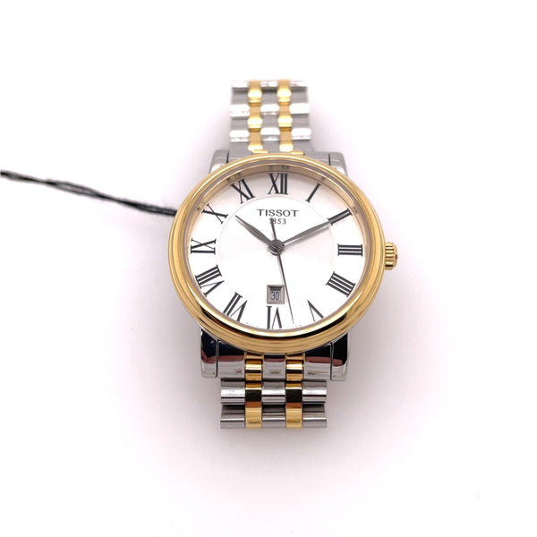 Tissot Carson Lds Watch Stainless Steel Two Tone Case/Bracelet Silver Roman Numeral Dial Quartz Movement Sapphire Crystal T1222102203300