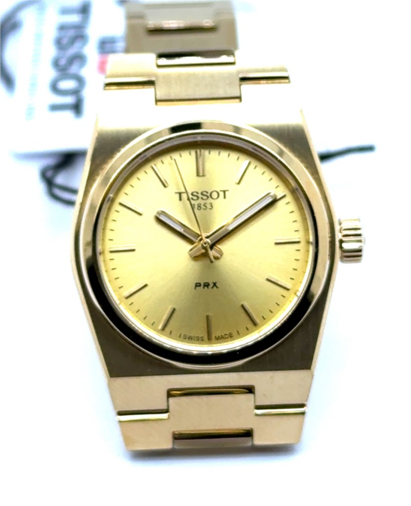 Tissot Prx Yellow PVD Watch Stainless Steel Bracelet/Case With A Yellow Dial Quartz Movement And Sapphire Crystal