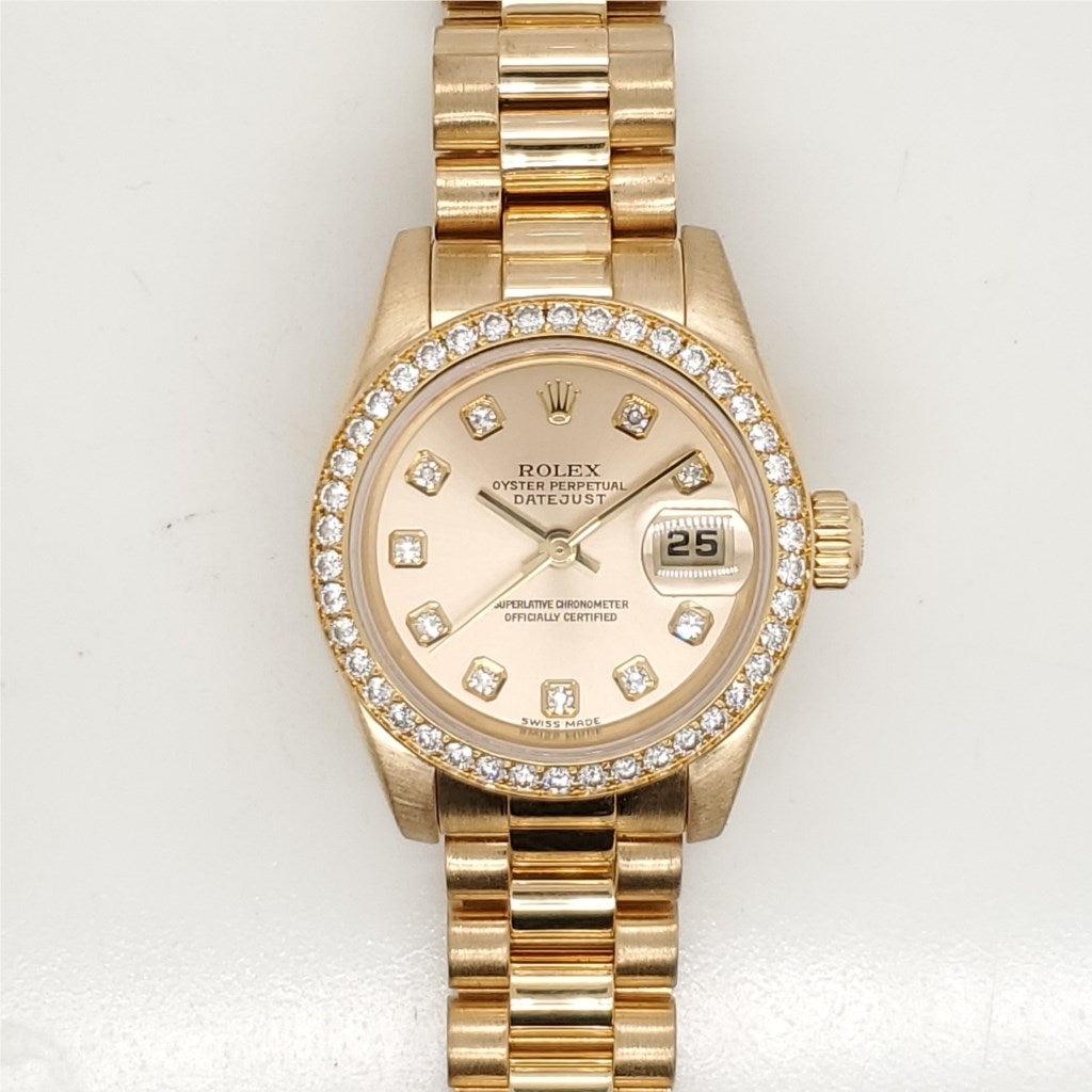 Pre-owned 2001 1/2 Ladys 18kt Yellow Gold and Diamond Rolex President