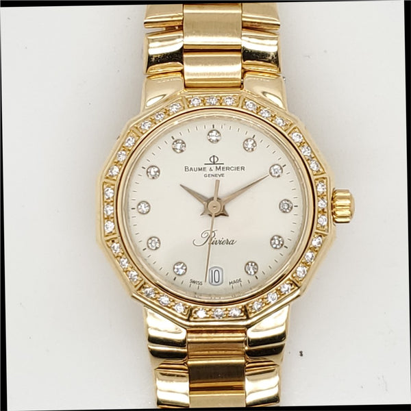 18kt Yellow Gold Baume & Mercier Riviera Diamond Watch