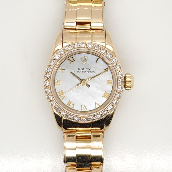 Pre-owned 1987 1/2 18kt Yellow Gold and Diamond Ladys Rolex Watch