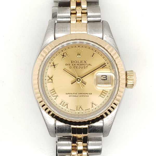 Pre-owned 2002 Rolex Datejust Stainless Steel And Gold Watch