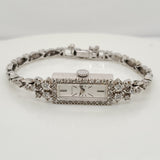 Vintage 1973 Bulova 14Kt White Gold And Diamond Ladys Dinner Watch