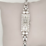 Vintage 1973 Bulova 14Kt White Gold And Diamond Ladys Dinner Watch