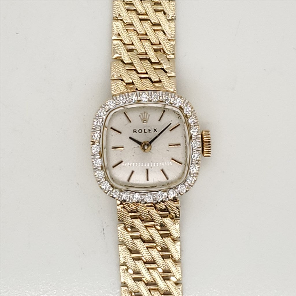 Vintage 14Kt Yellow Gold And Diamond Rolex Ladys Watch