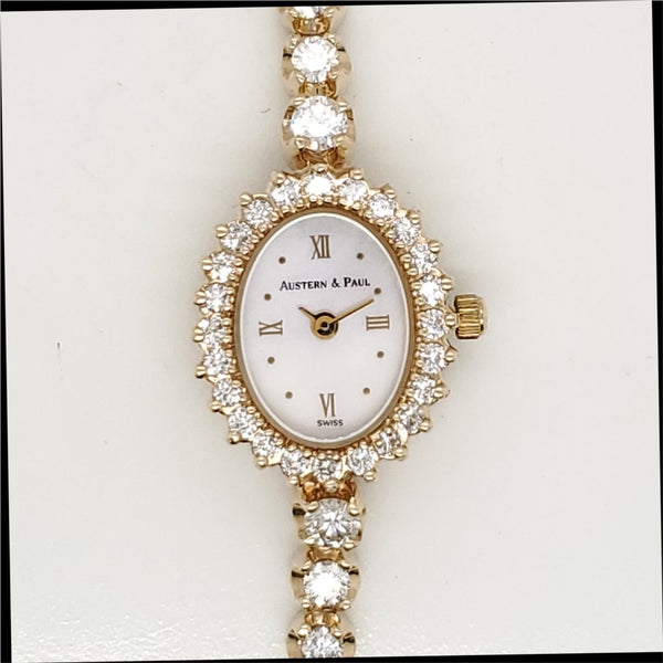 Pre-Owned  Ladys 14kt Yellow Gold and Diamond Austern & Paul Quartz Watch
