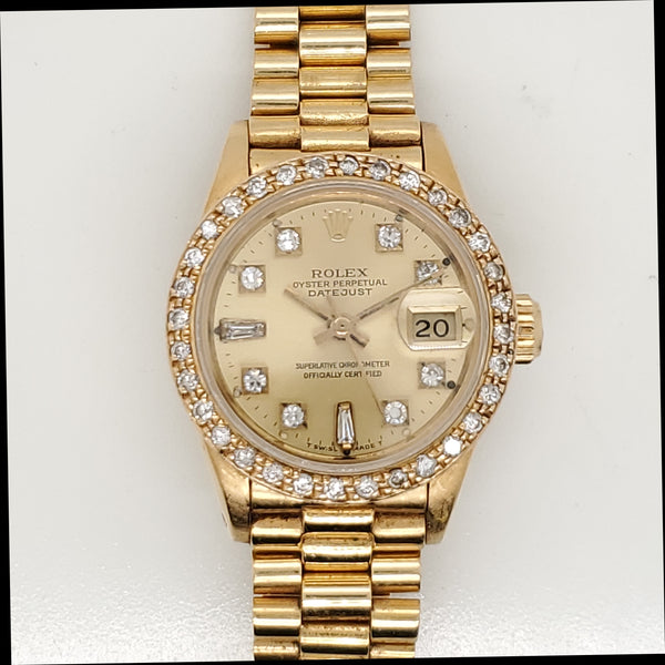 1975 18Kt Yellow Gold Rolex Presidential With Diamond Bezel and Dial