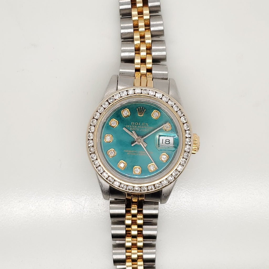 Pre-owned  Ladys Stainless Steel And Yellow Gold Diamond Rolex Watch
