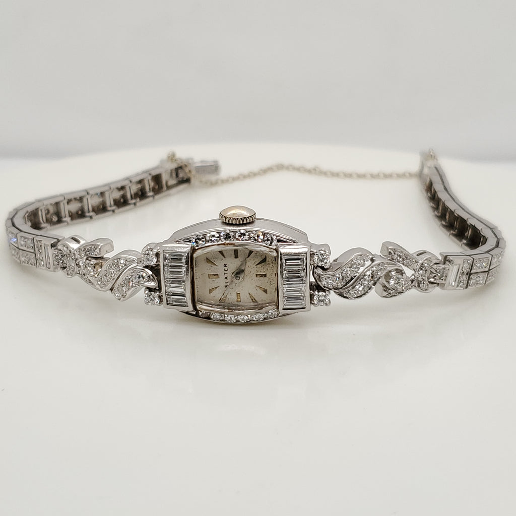 Vintage Platinum Diamond Ladys Wrist Watch