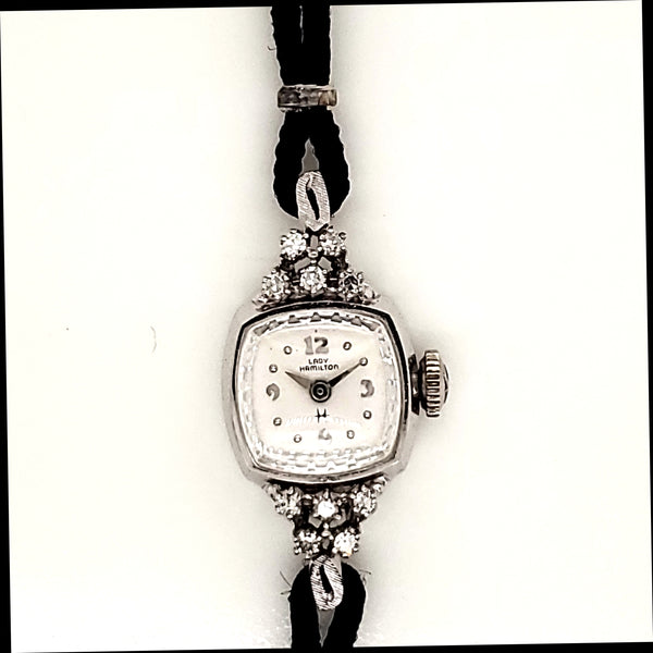 Pre-Owned  Vintage 14kt White Gold and Diamond Ladys Hamilton Watch