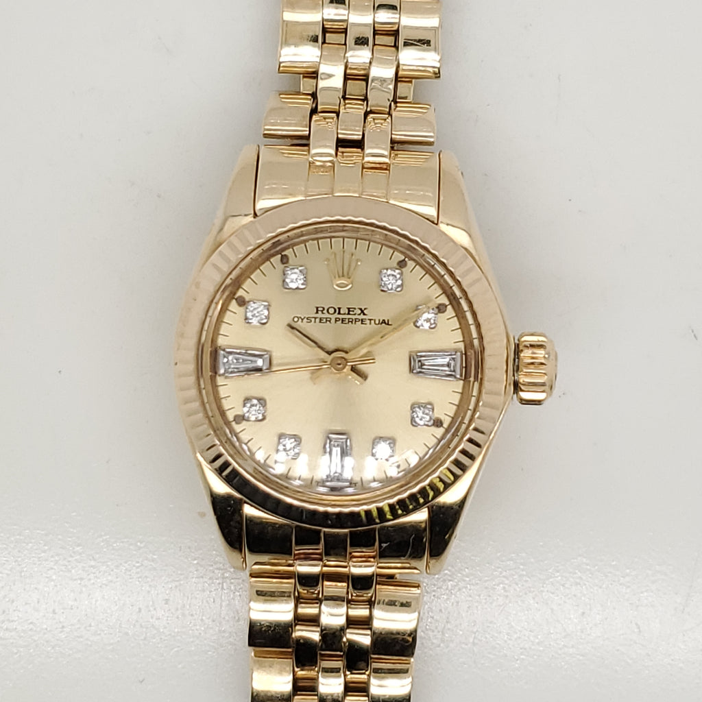 Ladys 1982 14kt Yellow Gold and Diamond Rolex Oyster Perpetual