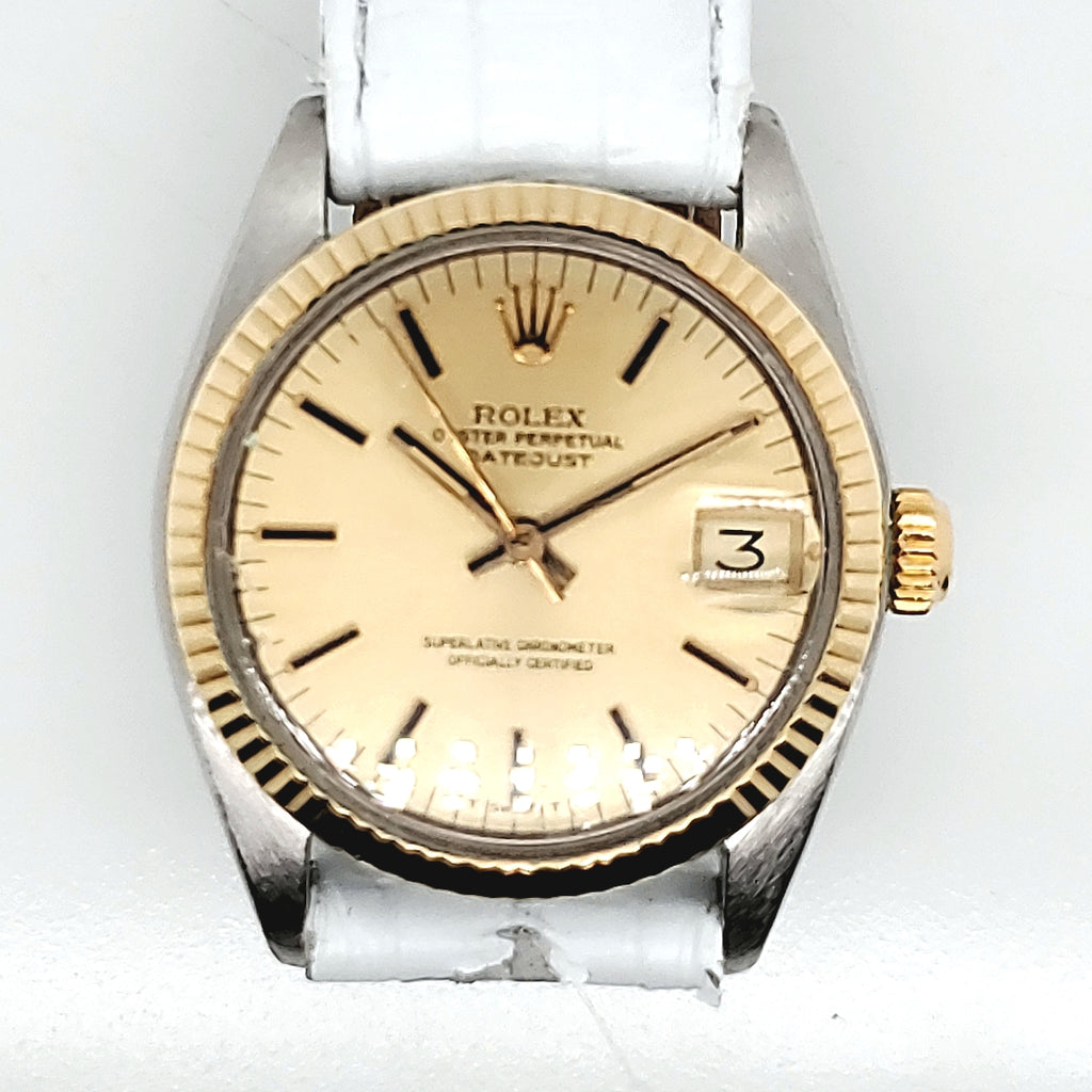 Pre-Owned  Scarce Vintage 1977 Rolex Datejust Mid-Size Stainless Steel and 14kt Yellow Gold