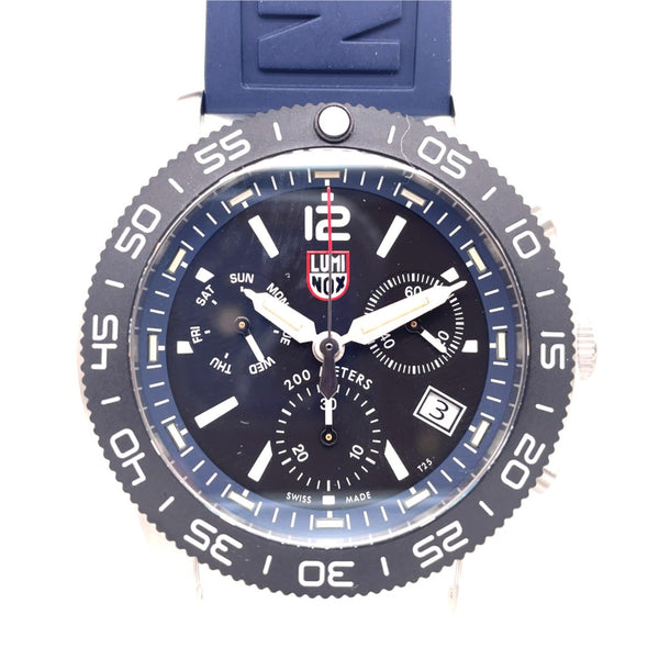 Luminox Pacific Diver 3140 Chronograph Blue Ring Black Dial Stainless Steel Case Blue Strap With Sapphire Crystal Xs.3143