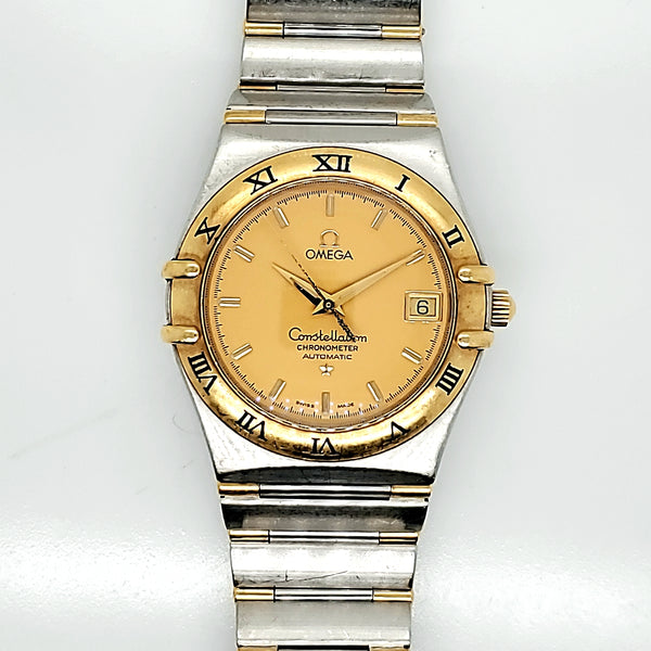 Pre-Owned Mens Stainless Steel and Yellow Gold Automatic Omega Constellation