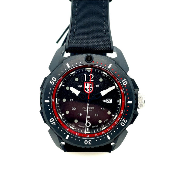 Luminox Ice-Sar Arctic Outdoor Adventurer 46Mm Watch Carbonox Case Stainless Steel Case Back Sapphire Crystal With A Black And Red Dial/Bezel On A Rubber Black Textile Strap Xl.1051