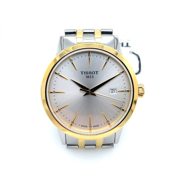 Tissot Classic Dream Gts Watch Two Tone Stainless Steel Watch/Bracelet Silver Stick Dial With Sapphire Crystal T1294102203100