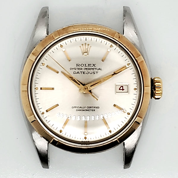 Pre-Owned 1950 Rolex Big Bubbleback Date 18K & Stainless Steel Two Tone Red Date Reference #6105