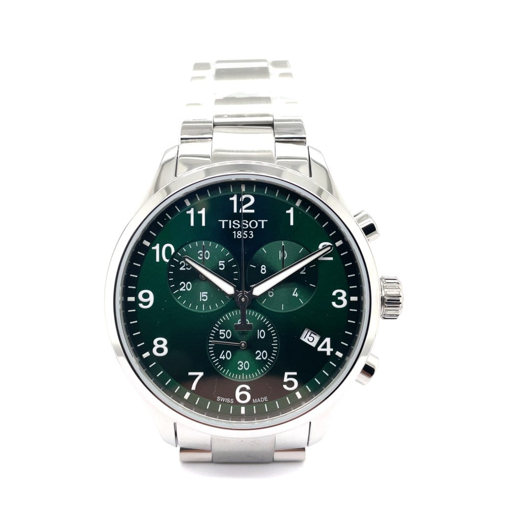 Tissot Chrono Xl Gts Stainless Steel Case Sapphire Crystal Green Chronograph Dial On Stainless Steel Bracelet T1166171109200