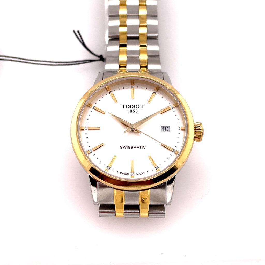 Tissot Classic Dream PW80 Automatic Watch Two Tone Stainless Steel Watch/Bracelet Silver Stick Dial Sapphire Crystal With An Exhibition Case Back T1294072203101