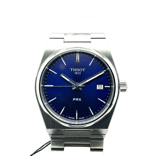 Tissot Prx 40250 Unisex Watch Stainless Steel Bracelet/Case With A Blue Dial And Sapphire Crystal T1372101104100
