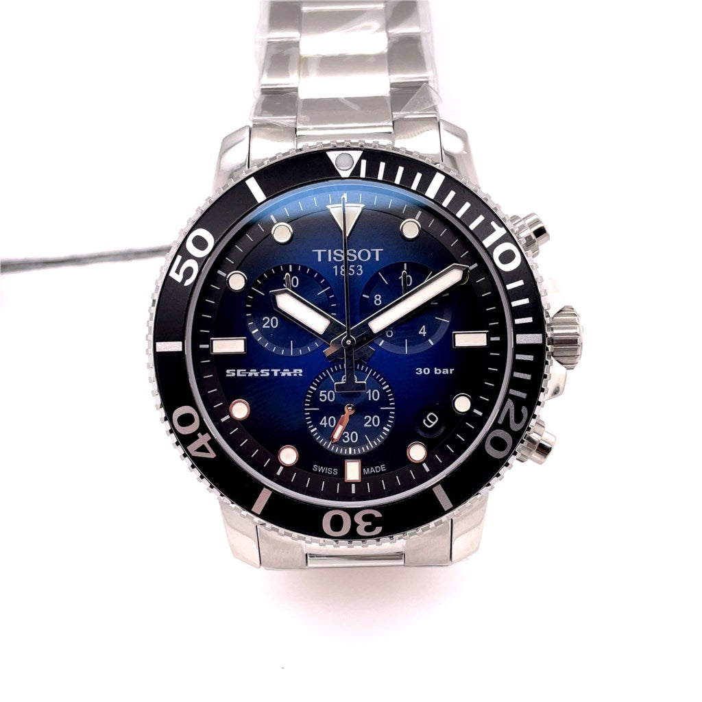 Tissot Seastar 1000 Gents Stainless Steel Watch Blue-Black Chronograph Dial Quartz Movement T1204171104101