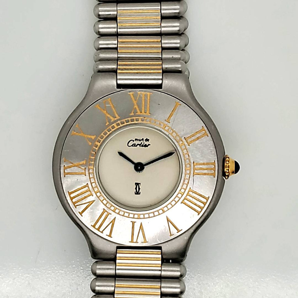 Cartier Must D Cartier Stainless Steel and Yellow Gold Round Watch