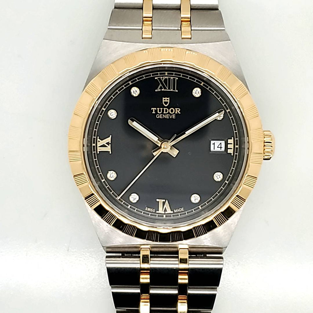 Pre-Owned Tudor Royal Automatic Black Dial Two-Tone Mens Watch Ref 28503 With Box And Papers