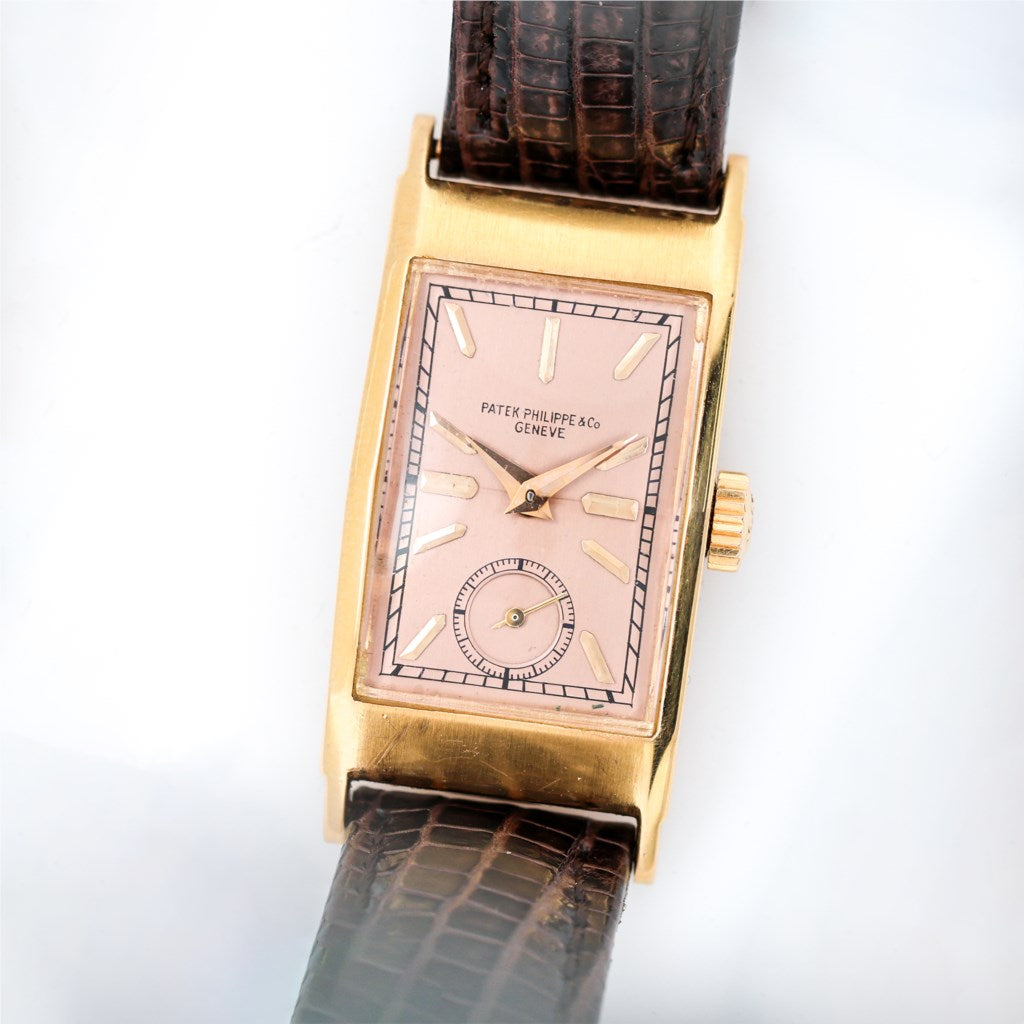 Vintage 1950s Patek Philippe 18Kt Rose Gold Tank Watch