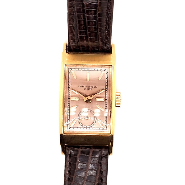 Vintage 1950s Patek Philippe 18Kt Rose Gold Tank Watch