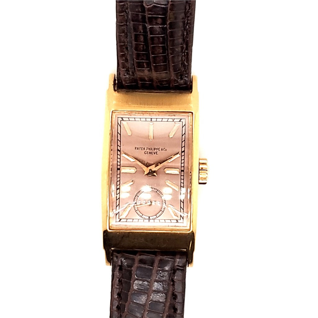 Vintage 1950s Patek Philippe 18Kt Rose Gold Tank Watch