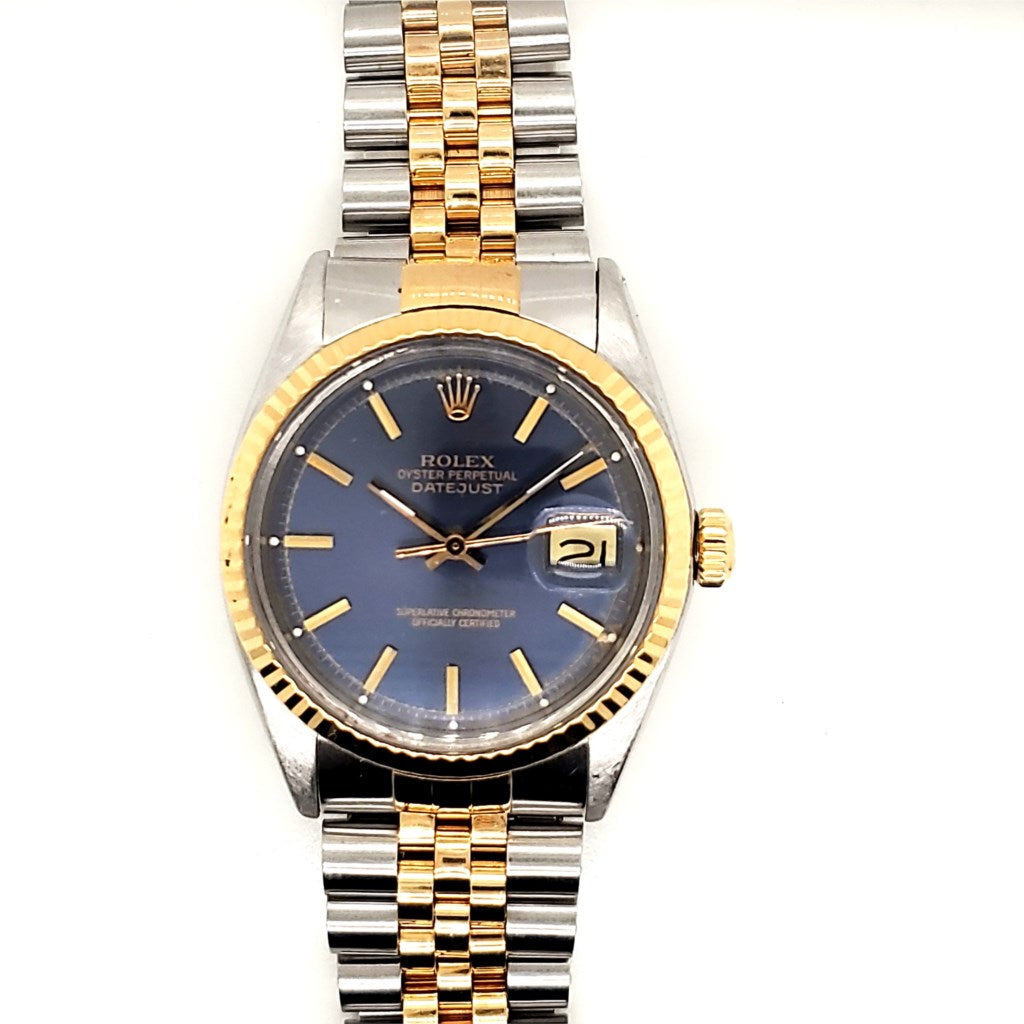 Pre-owned 1969 Stainless Steel And 14Kt Yellow Gold Mens Rolex Oyster Perpetual Datejust