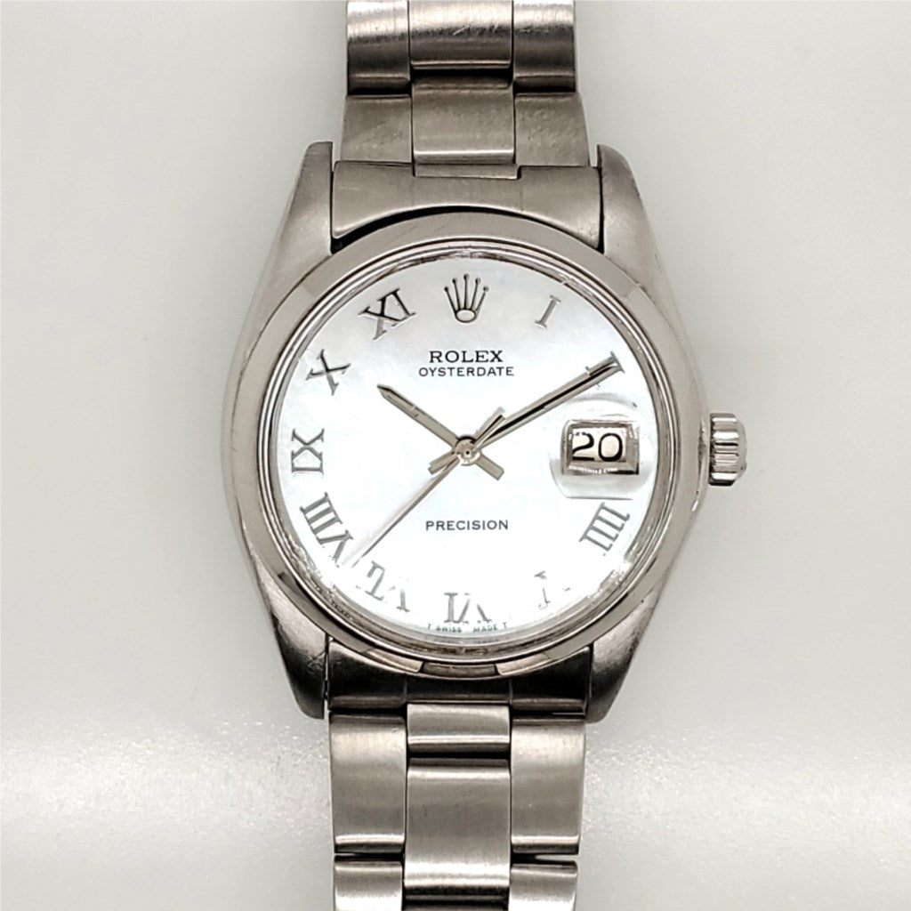 Pre-owned 1977 Rolex Oysterdate Precision Stainless Steel Watch