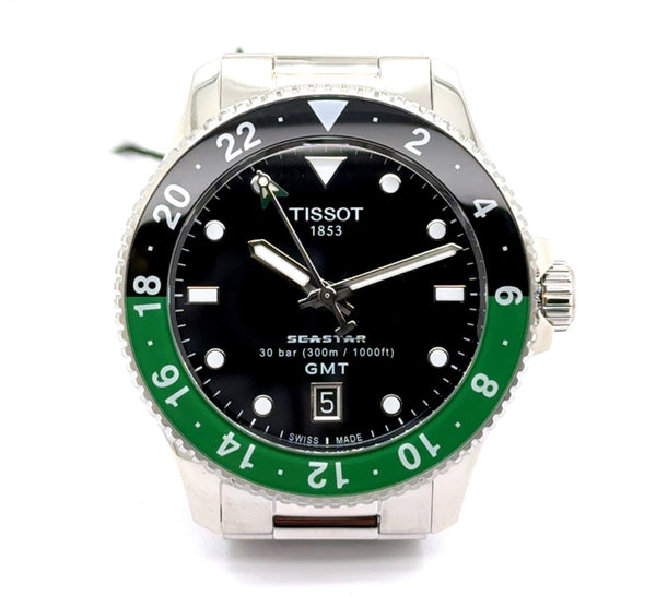 Tissot Seastar 1000 GMT Stainless Steel Watch Green And Black Bezel