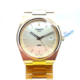 Tissot Prx 40250 Gold Pvd Gents Watch Stainless Steel Bracelet/Case With A Gold Dial And Sapphire Crystal T1374103302100