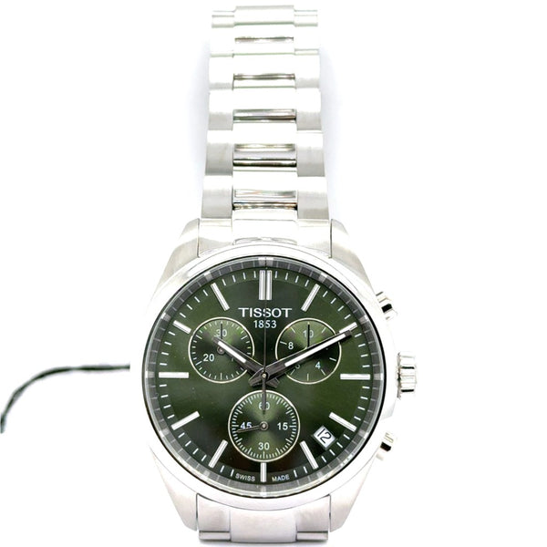 Tissot Pr100 Gts Watch Chronograph Green Dial Stainless Steel Case/Bracelet Quartz Movement