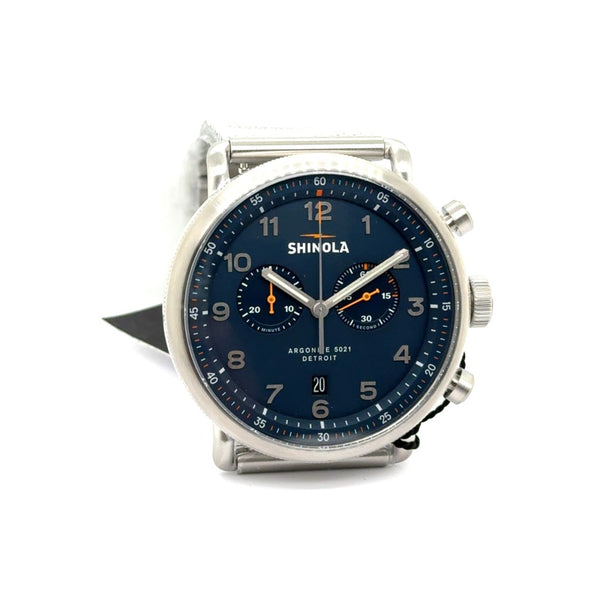 Shinola Canfield Sport 43mm Watch With Midnight Blue Chronograph Dial