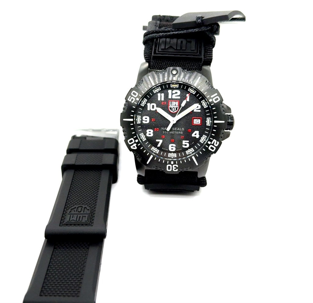 Luminox 45mm Black, White, And Red Navy Seal Series Dive Watch