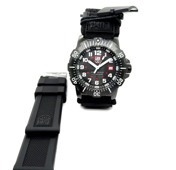 Luminox 45mm Black, White, And Red Navy Seal Series Dive Watch