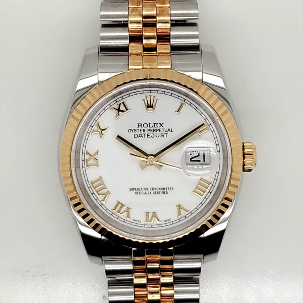 Pre-owned 2005 1/2 Rolex Datejust Stainless Steel and 18kt Yellow Gold