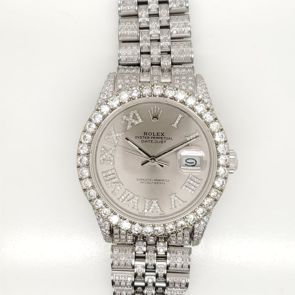 Pre-owned 1989 Rolex Datejust Staiinless Steel and Diamond Watch