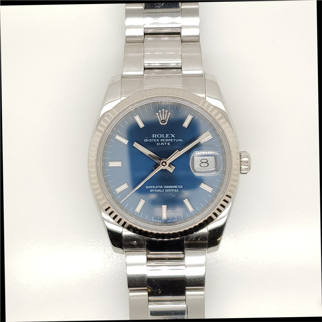 Pre-owned 2007 3/4 Rolex Date Stainless Steel 34mm Watch