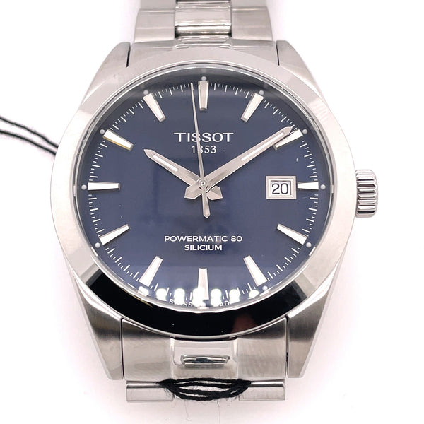 Tissot Pw80 Auto Gentleman Watch Stainless Steel Case/Bracelet Blue Stick Dial Sapphire Crystal T1274071104100