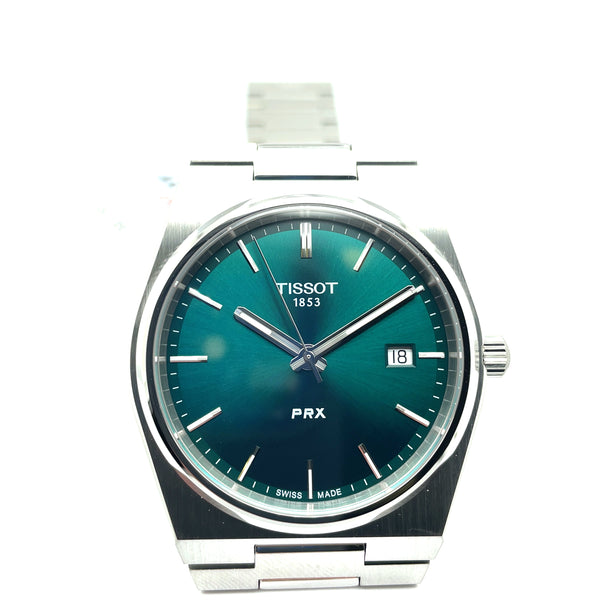 Tissot Prx 40250 Gents Watch Stainless Steel Bracelet/Case With A Green Dial And Sapphire Crystal T1374101109100