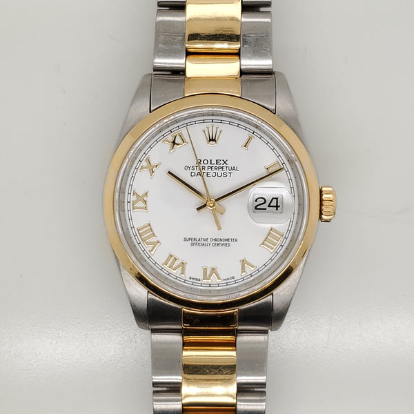 Pre-owned  2002 Rolex Stainless Steel And 18Ktyg Datejust