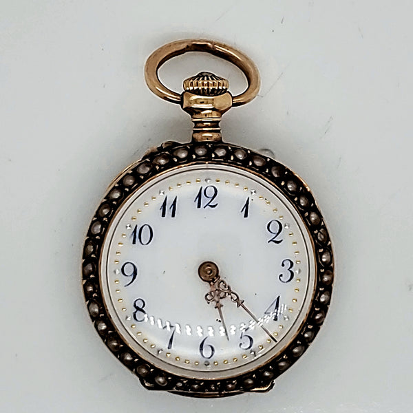 Antique Victorian 14kt Yellow Gold and Pearl Pendant Watch